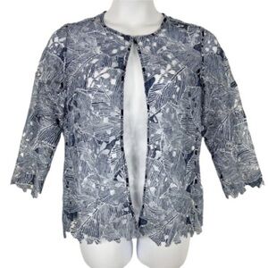 Chico’s lace cardigan jacket blue size 2x scalloped hems